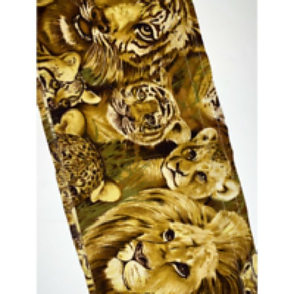 Vintage 60s 70s Set 3 Rare Animal Print Curtains Valances Pinch Pleat Tiger Lion - Picture 5 of 7